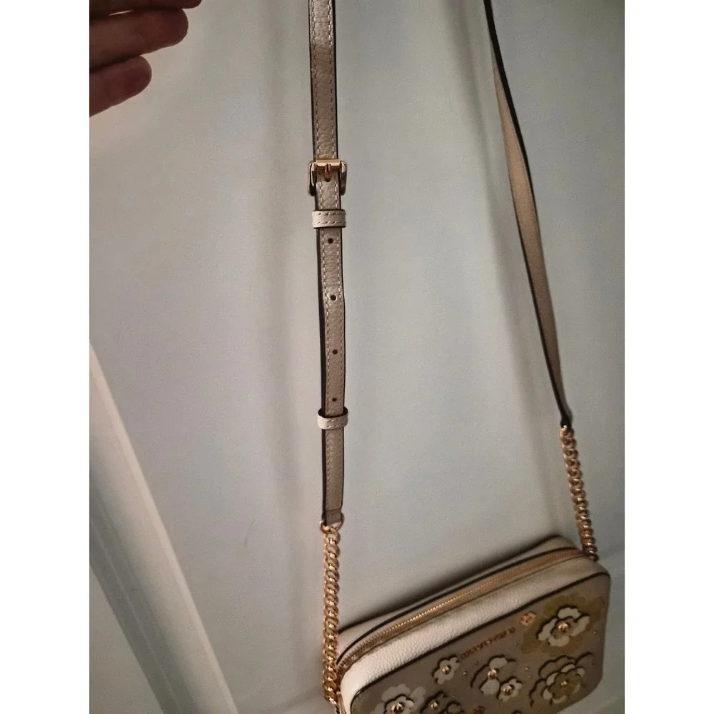 Michael Kors Jet Set EW Floral Applique Crossbody Bag Pink Beige Rose Gold - Picture 4 of 12